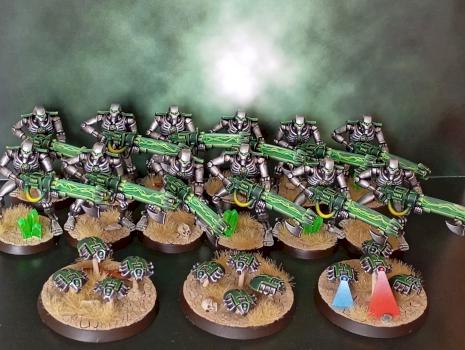 Necron Warriors and scarabs by pesadilla