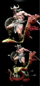Conan the cimmerian and the great snake by RAFF