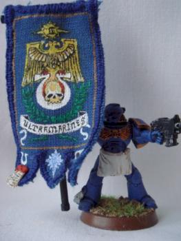 Ultramarines 2nd company standard bearer by Stasiu