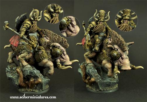 Dwarf on Boar 54mm by Scibor