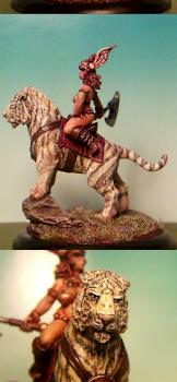 Barbarian Libby and her magnificent Snow Tigress by smilie23