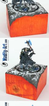 Wolf Lord on Thunderwolf (Black Style, with plinth) by MadFlyArtStudio