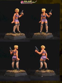 Cute Gun Moll in underwear with pistol by belminiart
