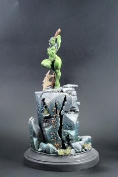 Female Orc on Rock Column by Down13