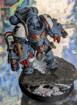 Gnryll Ghostwolf - Space Wolf in Gravis Armour by Bobrocks