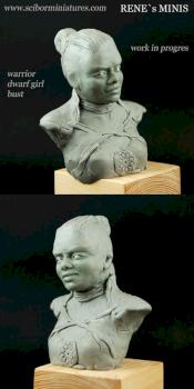 Warrior Dwarf Girl Bust-Work in progress by rene