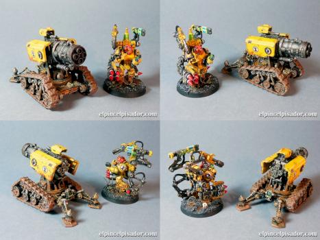 Imperial Fists Thunderfire cannon and Techmarine by PoneyBoy