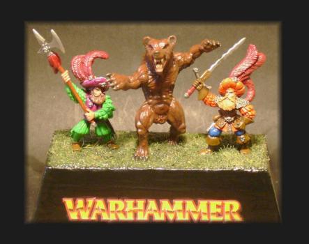warhammer landsknechts and bear by Kaal979