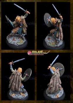 Wildling Warrior with Long Sword and Shield by belminiart