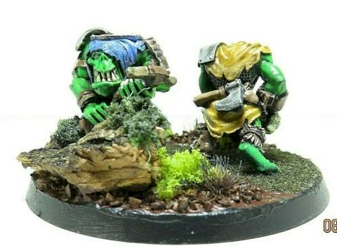 Ruglud's Armored Orcs Diorama -- Two Models on Diorama by UncleZoZo