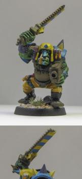 Ork 'ardboy with Kustom chain sword by txborntxproudks