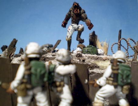 Werewolf attack diorama closeup by Anatoli