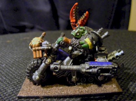 Ork Warboss on bike by geordiekimbo