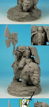 28mm / 30mm SF Celtic Warrior on War Bear conversion / sculpture by Scibor