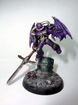 Winged Chaos Space Marine with lance by klausdemon