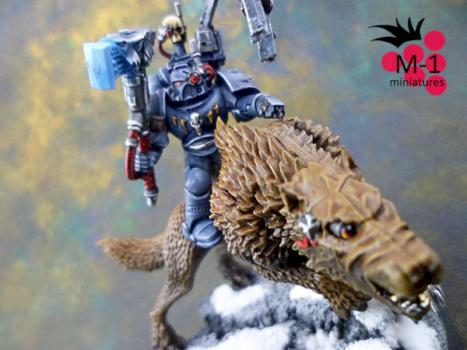 Space Wolves Iron Priest on Thunderwolf by malinek28