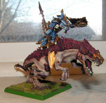Loq-Gar on his Carnosaur by dunedain1108