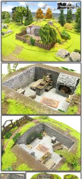Halflinghouses with interior by Dirk
