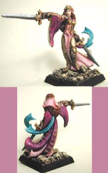 lady paladin ona a pile of her enemy's skulls by ALizardInCrimson