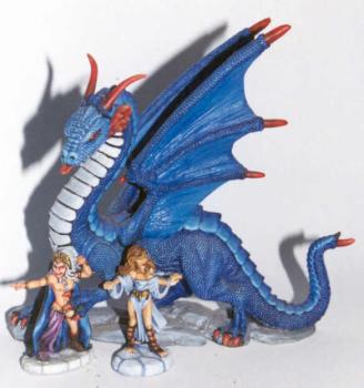 Blue Dragon with 2 Chicks by miniaturz