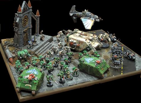 dark Angels Army with display stand by Pahaere