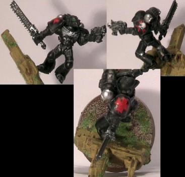 Attacking Black Templar Space Marine by fraggL