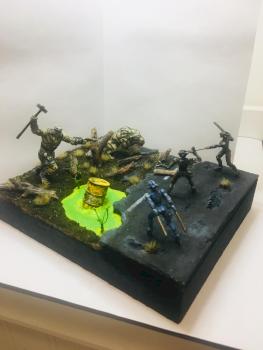Supermutants vs Assaultron by Ophian