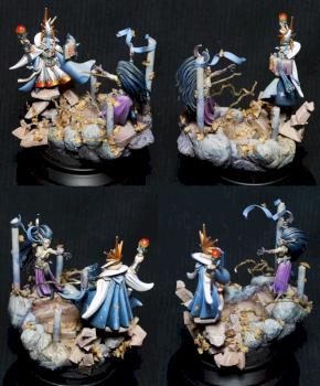 A Battle of wills, High elf mage vs. Dark elf sorceress by monkeyman7x