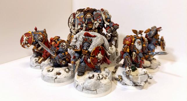 Space wolves wolf guard in terminator armour and Space wolves Siege Dreadnought by Ulfhrafn Grim
