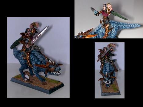 Dark Elf Noble on Cold One by FireBlade89