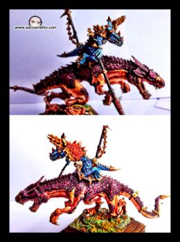 Lizardmen Lord Kroq-Gar On Carnosaur by saccomatto