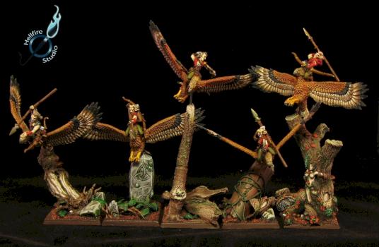 Wood elf warhawk riders by HellfireStudio
