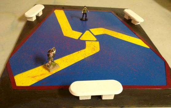 Scratch-built Terrain: Star Trek Gamesters of Triskelion arena for 25/28mm by Byteknight