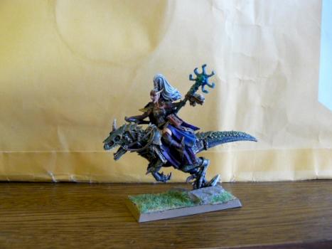 Dark Elf Supreme Sorceress On Cold One by harvester555