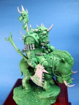 Mounted Orc Warlord Sculpture/Green - 75mm Scale by thistledoo minis