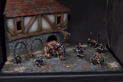 Mordheim Skaven Warband + scenic base by stalkerminsky