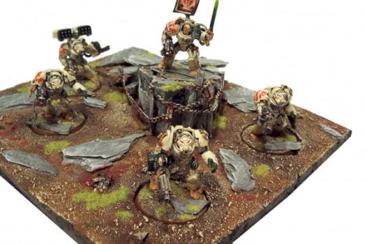Deathwing Terminators on display base by 40kdarkangels