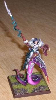 Dark Elf Anointed mounted on steed of Slaneesh by franz76