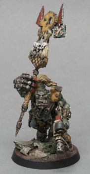 Bad Moon Ork Nob with Waaargh Banner by GriffinPainting