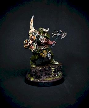 Maggotkin of Nurgle: Blight King (with corroded shield and axe) by Nighbreeze
