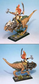 Dark elf sorceress on cold one (Hechicera en gélido) by Jashir