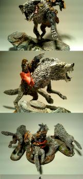 thunderwolf mounted female Space Wolf Lord by markotan