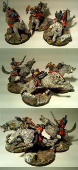 Thunderwolf Cavalry on Masquerade wolves with MicroArt Studios Fenrisian Wolf bodyguard by markotan