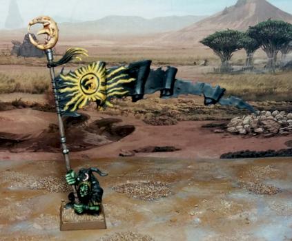 Crooked Moon Tribe Night Goblin Battle Standard Bearer by Dethos