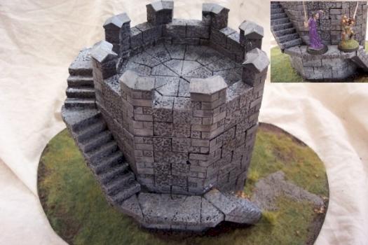 Another Octagonal Tower w/ Stairs and Platform by battlescenerylady