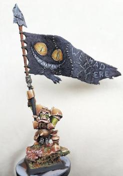 Orc standard bearer in gold armor by RaINqer