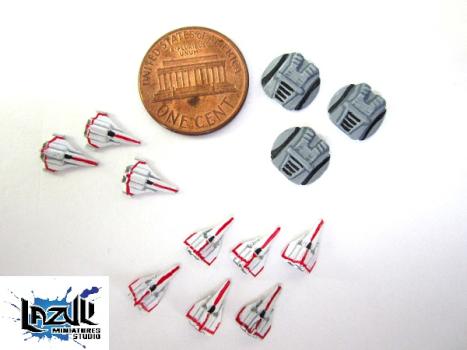 Battlestar Galactica Cylon Raiders and Colonial Vipers by s0rice