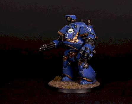Ultramarine Contemptor Dreadnought, magnetized, battle damaged by dimoni777