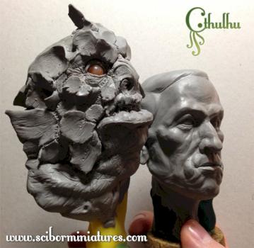 Deep One and H.P. Lovecraft busts - Work in progress. by Scibor