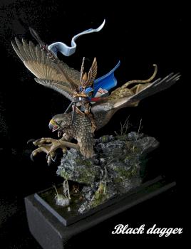 High elf prince on griffin by black dagger